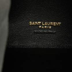 Pre Owned Saint Laurent Black Leather Pyramid Box Wristlet Clutch