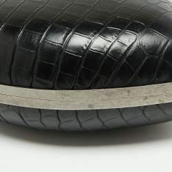 مملوكة مسبقًا Saint Laurent Black Croc Embossed Leather Love Box Chain Clutch