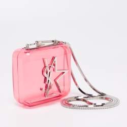 مملوكة مسبقًا حقيبة كلتش سان لوران إيتوال كيوبيك مينادير زجاج بليكسي وردية