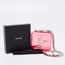 مملوكة مسبقًا حقيبة كلتش سان لوران إيتوال كيوبيك مينادير زجاج بليكسي وردية