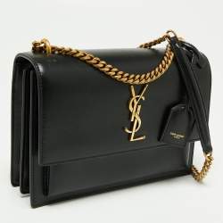 ممل وكة مسبقًا Saint Laurent Black Leather Medium Sunset Shoulder Bag