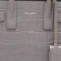 Saint Laurent Grey Croc Embossed Leather Nano Classic Sac De Jour Tote