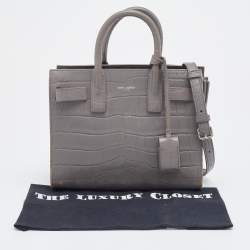 Saint Laurent Grey Croc Embossed Leather Nano Classic Sac De Jour Tote