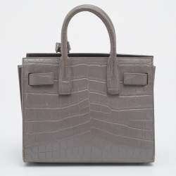 Saint Laurent Grey Croc Embossed Leather Nano Classic Sac De Jour Tote