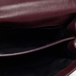 Pre Owned Saint Laurent Burgundy Croc Embossed Leather Moujik Top Handle Bag