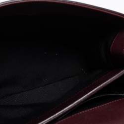 Pre Owned Saint Laurent Burgundy Croc Embossed Leather Moujik Top Handle Bag