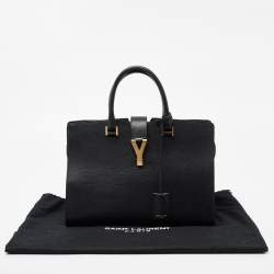 Pre Owned Saint Laurent Black Textured Leather Medium Y Cabas Chyc Tote
