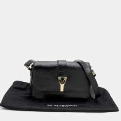 Pre Owned Yves Saint Laurent Black Textured Leather Large Chyc Shoulder Bag