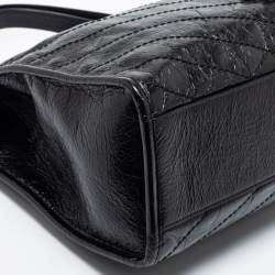 Pre Owned حقيبة يد توتس سان لوران نيكي جلد مجعد أسود
