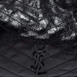 Pre Owned حقيبة يد توتس سان لوران نيكي جلد مجعد أسود