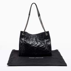 Pre Owned حقيبة يد توتس سان لوران نيكي جلد مجعد أسود