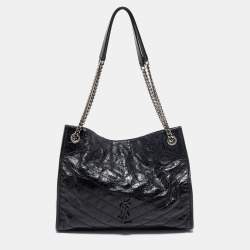 Pre Owned حقيبة يد توتس سان لوران نيكي جلد مجعد أسود