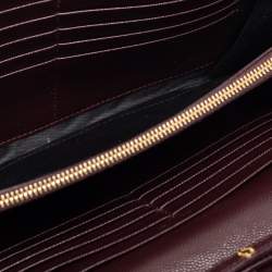 Pre Owned  محفظة سان لوران باريس بسلسلة أنفيلوب جلد مونوغرامي بيج