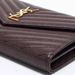 Pre Owned  محفظة سان لوران باريس بسلسلة أنفيلوب جلد  مونوغرامي بيج