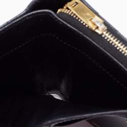 Pre Owned Saint Laurent Black Matelassé Leather Monogram Compact Wallet