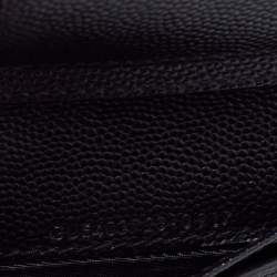 Pre Owned Saint Laurent Black Matelassé Leather Monogram Compact Wallet