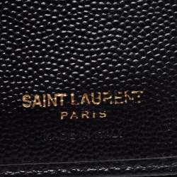 Pre Owned Saint Laurent Black Matelassé Leather Monogram Compact Wallet