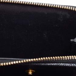 Pre Owned Saint Laurent Black Matelassé Leather Monogram Compact Wallet