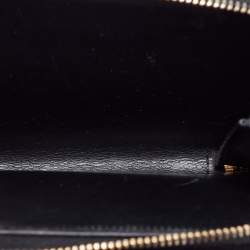 Pre Owned Saint Laurent Black Matelassé Leather Monogram Compact Wallet