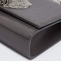 مملوكة مسبقًا Saint Laurent Grey Leather Kate Tassel Wallet on Chain 