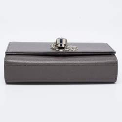 مملوكة مسبقًا Saint Laurent Grey Leather Kate Tassel Wallet on Chain 