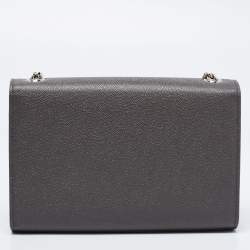 مملوكة مسبقًا Saint Laurent Grey Leather Kate Tassel Wallet on Chain 