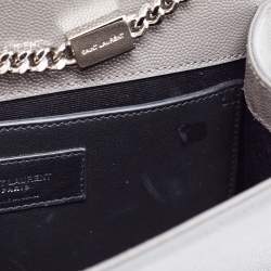 مملوكة مسبقًا Saint Laurent Grey Leather Kate Tassel Wallet on Chain 