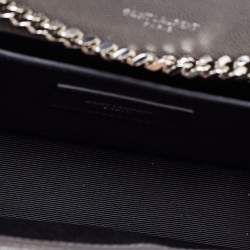 مملوكة مسبقًا Saint Laurent Grey Leather Kate Tassel Wallet on Chain 