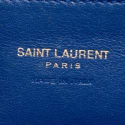 Pre Owned حقيبة ساتشل سان لوران جلد أزرق مونوغرامي