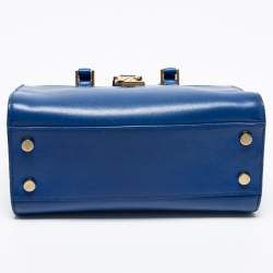 Pre Owned حقيبة ساتشل سان لوران جلد أزرق مونوغرامي