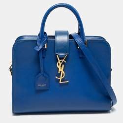 Pre Owned حقيبة ساتشل سان لوران جلد أزرق مونوغرامي