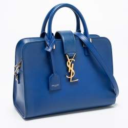 Pre Owned حقيبة ساتشل سان لوران جلد أزرق مونوغرامي