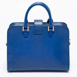 Pre Owned حقيبة ساتشل سان لوران جلد أزرق مونوغرامي