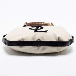 Pre Owned Yves Saint Laurent Cream/Black Canvas And Leather Vincennes Mombasa Hobo