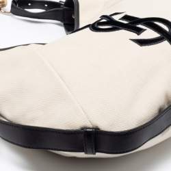 Pre Owned Yves Saint Laurent Cream/Black Canvas And Leather Vincennes Mombasa Hobo