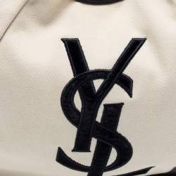 Pre Owned Yves Saint Laurent Cream/Black Canvas And Leather Vincennes Mombasa Hobo