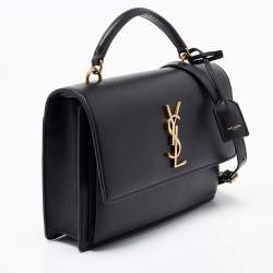 Pre Owned Saint Laurent Black Leather Sunset Top Handle Bag