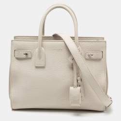 Saint Laurent White Leather Baby Classic Sac De Jour Tote