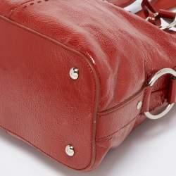 Pre Owned Yves Saint Laurent Rust Brown Patent Leather Large Muse Satchel