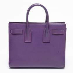 Pre Owned Saint Laurent Purple Leather Small Classic Sac De Jour Tote