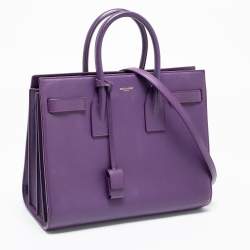Pre Owned Saint Laurent Purple Leather Small Classic Sac De Jour Tote