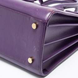 Pre Owned Saint Laurent Purple Leather Small Classic Sac De Jour Tote