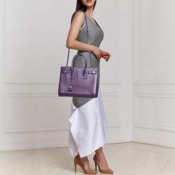Pre Owned Saint Laurent Purple Leather Small Classic Sac De Jour Tote