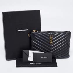 Pre Owned حقيبة صغيرة سان لوران ابتاون جلد مبطن أسود