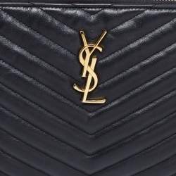 Pre Owned حقيبة صغيرة سان لوران ابتاون جلد مبطن أسود