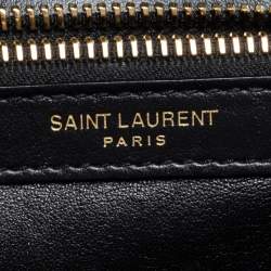 Pre Owned Saint Laurent Black Matelassé Leather and Suede Medium College Top Handle Bag