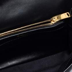 Pre Owned Saint Laurent Black Matelassé Leather and Suede Medium College Top Handle Bag
