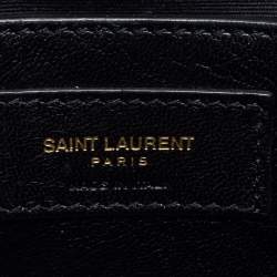 Pre Owned Saint Laurent Black Matelassé Leather and Suede Medium College Top Handle Bag