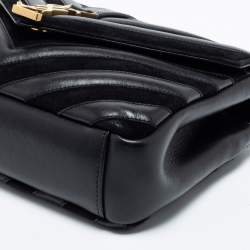 Pre Owned Saint Laurent Black Matelassé Leather and Suede Medium College Top Handle Bag