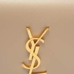Pre Owned Saint Laurent Beige Leather Kate Monogram Clutch